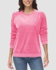 Women's Sweatshirt Crewneck Pullover Casual Long Sleeve Shirts Fleece Warm Velour Sweatshirts