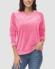 Women's Sweatshirt Crewneck Pullover Casual Long Sleeve Shirts Fleece Warm Velour Sweatshirts