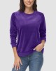 Women's Sweatshirt Crewneck Pullover Casual Long Sleeve Shirts Fleece Warm Velour Sweatshirts