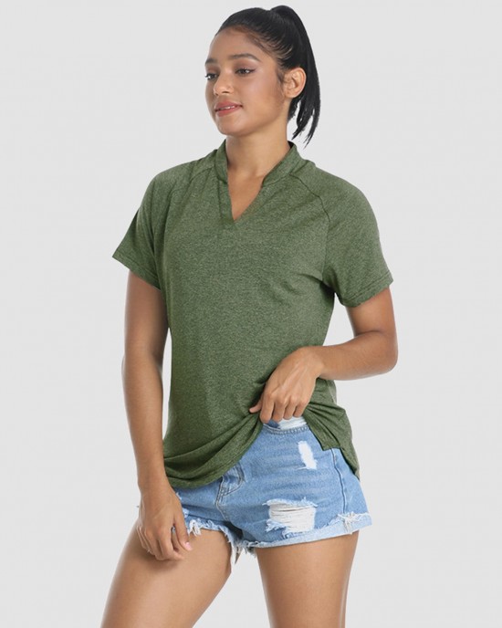 Women's T-Shirt V-Neck Short Sleeve Quick Dry Athletic Tee Shirt