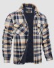 Men's Flannel Shirt Jacket Long Sleeve Quilted Lined Plaid Coat Button Down Thick Outwear for Winter