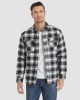 Men's Flannel Shirt Jacket Long Sleeve Quilted Lined Plaid Coat Button Down Thick Outwear for Winter