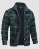 Men's Flannel Shirt Jacket Long Sleeve Quilted Lined Plaid Coat Button Down Thick Outwear for Winter