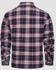 Men's Sherpa Shirt Fleece Lined Flannel Shirt Jacket with 3 Pockets Casual Plaid Button Down Winter Coat