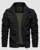 Men's Casual Jacket Coat Cotton Lightweight Fall Jackets Tactical Cargo Jackets Stand Collar