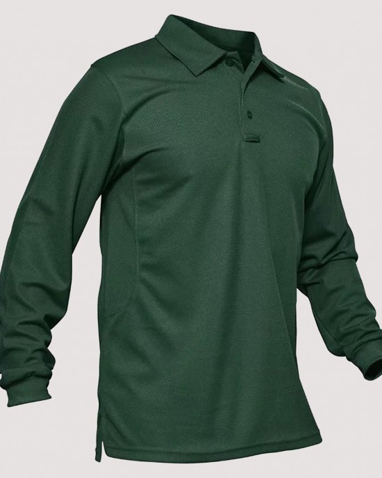 Men's Sport Long Sleeve Polo Quick Dry Performance  Breathable Comfortable Jersey Golf Tennis Shirt