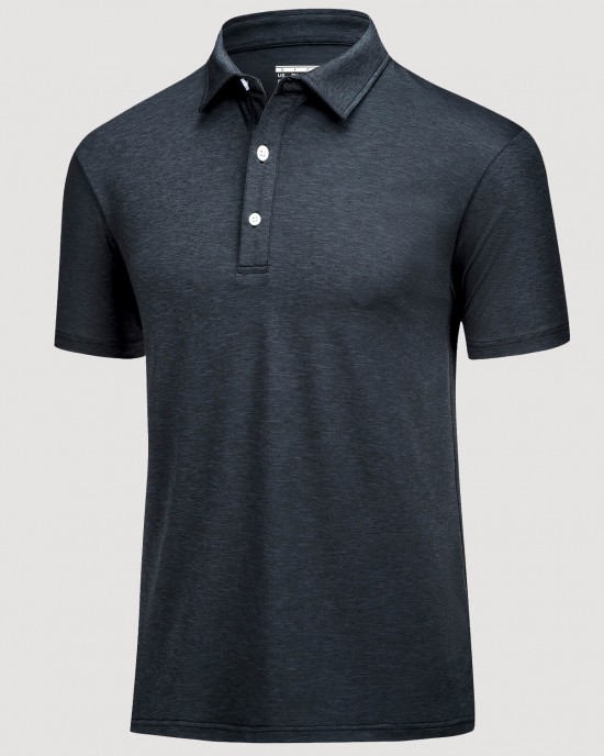 Men's Golf Polo T-Shirts with Buttons Moisture Wicking Sports Shirts