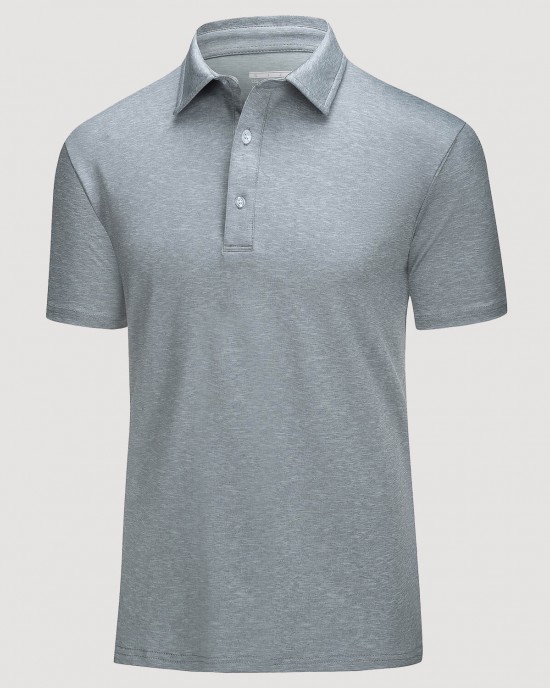 Men's Golf Polo T-Shirts with Buttons Moisture Wicking Sports Shirts