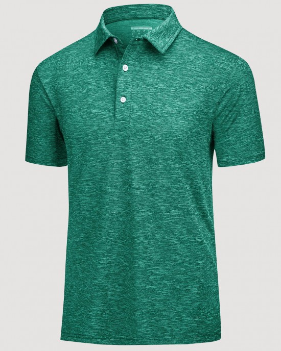 Men's Golf Polo T-Shirts with Buttons Moisture Wicking Sports Shirts