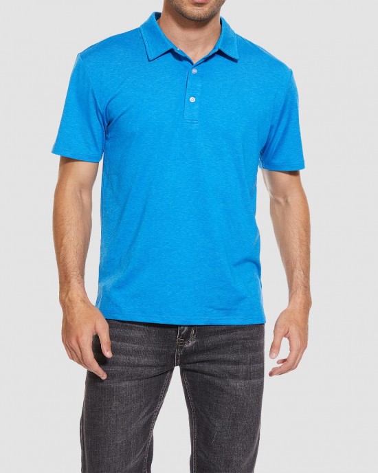 Men's Golf Polo T-Shirts with Buttons Moisture Wicking Sports Shirts