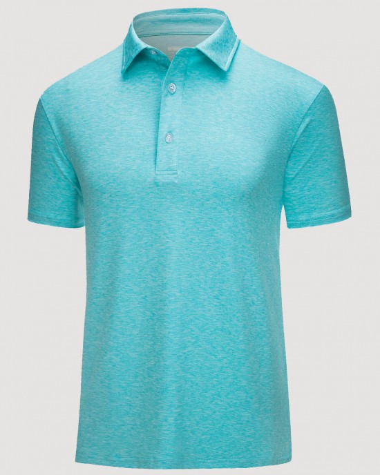 Men's Golf Polo T-Shirts with Buttons Moisture Wicking Sports Shirts