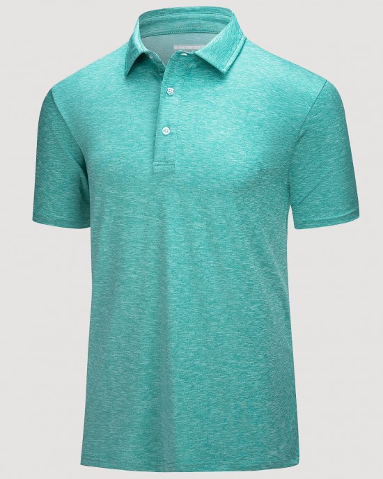 Men's Golf Polo T-Shirts with Buttons Moisture Wicking Sports Shirts