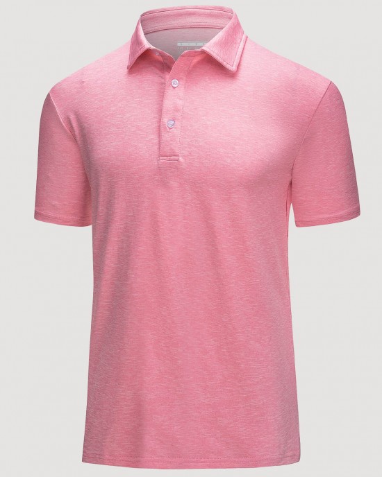 Men's Golf Polo T-Shirts with Buttons Moisture Wicking Sports Shirts