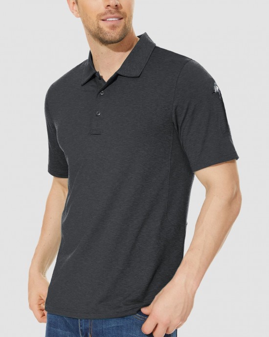 Men's Jersey Lapel Breathable T-Shirts Quick Dry Performance Golf Sports Polo