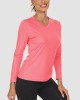 Women's Long Sleeve Shirts UPF 50+ Sun Protection T Shirts V Neck Hiking Shirt Running Workout Performance Tee