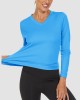 Women's Long Sleeve Shirts UPF 50+ Sun Protection T Shirts V Neck Hiking Shirt Running Workout Performance Tee