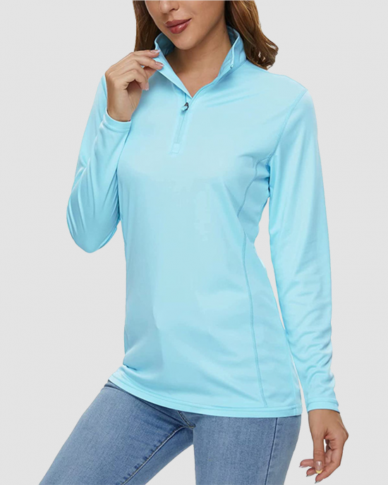 Women UPF 50+ Sun Protection Half Zip Quick Dry Shirt