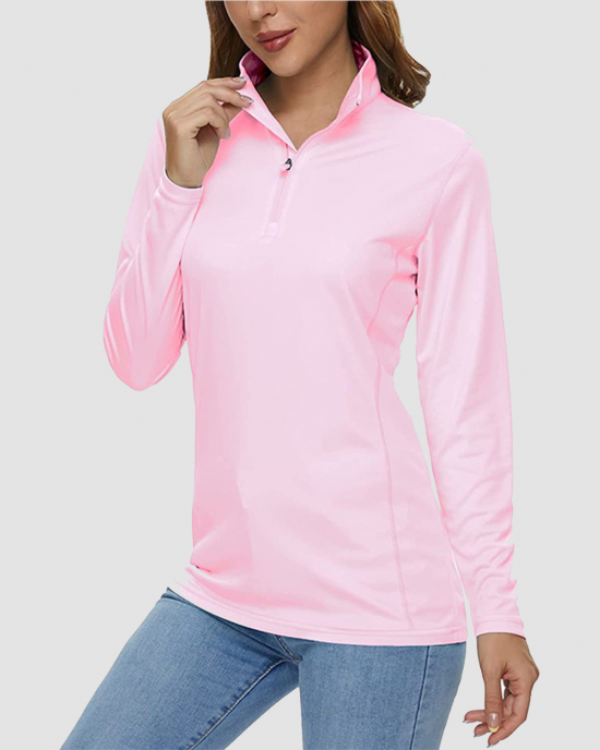 Women UPF 50+ Sun Protection Half Zip Quick Dry Shirt