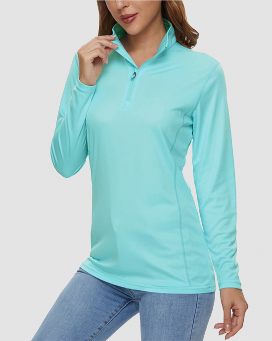 Women UPF 50+ Sun Protection Half Zip Quick Dry Shirt