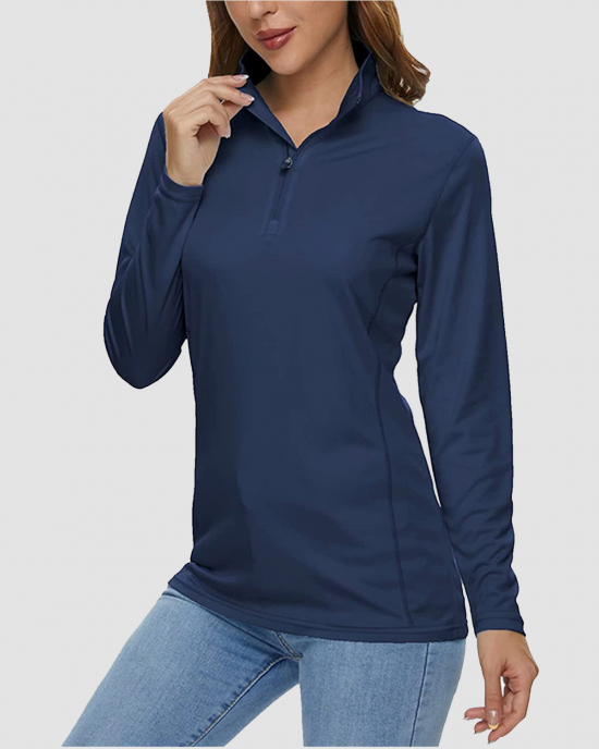 Women UPF 50+ Sun Protection Half Zip Quick Dry Shirt