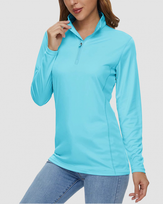 Women UPF 50+ Sun Protection Half Zip Quick Dry Shirt