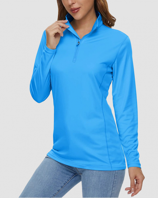 Women UPF 50+ Sun Protection Half Zip Quick Dry Shirt