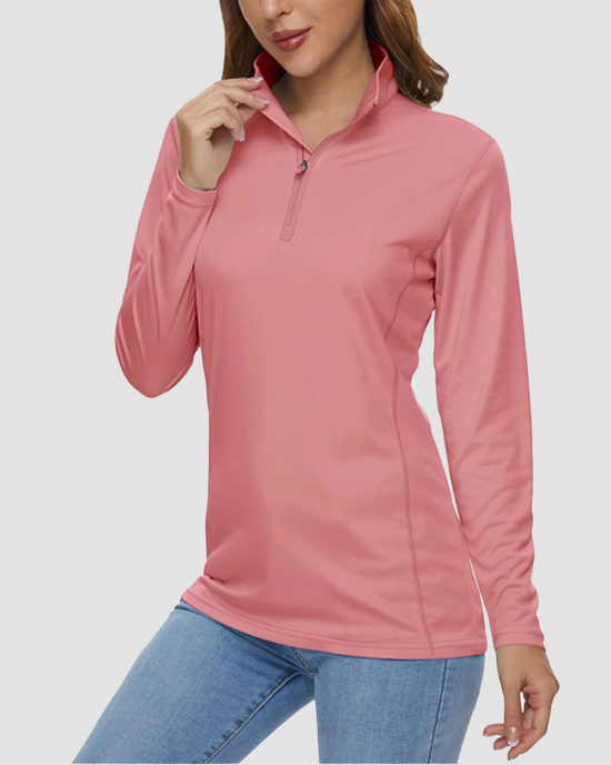 Women UPF 50+ Sun Protection Half Zip Quick Dry Shirt