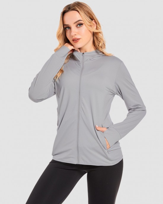 Women's UV Sun Protection Coat Shirts Long Sleeve Quick Dry Workout Hiking Athletic Jacket