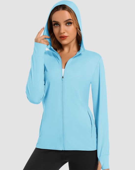 Women's UV Sun Protection Coat Shirts Long Sleeve Quick Dry Workout Hiking Athletic Jacket