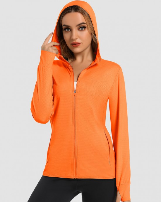 Women's UV Sun Protection Coat Shirts Long Sleeve Quick Dry Workout Hiking Athletic Jacket