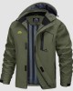 Men's Hooded Water Resistant Rain Jacket Windbreaker with Multi Pockets for Hiking Fishing Runing