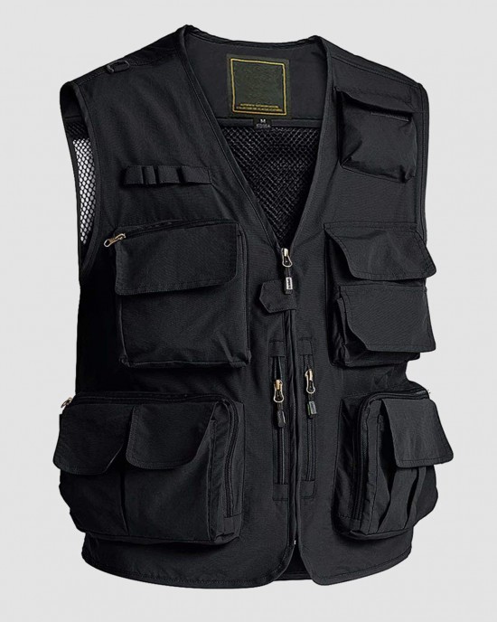 Men's Outerwear Vests Mesh Sleeveless Outdoor Work Vest with Multi Pockets Cargo Waistcoat Fishing