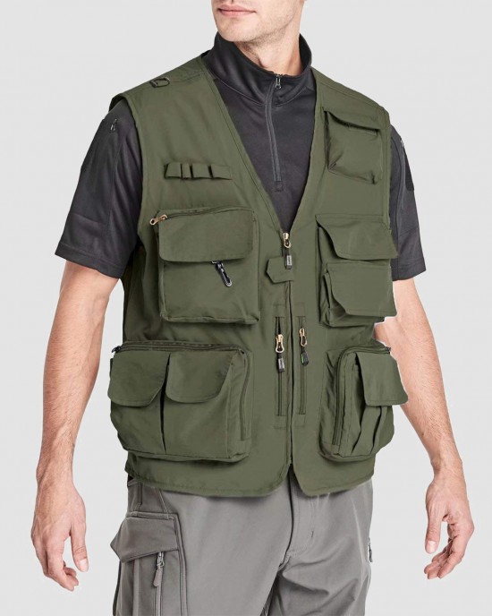 Men's Outerwear Vests Mesh Sleeveless Outdoor Work Vest with Multi Pockets Cargo Waistcoat Fishing