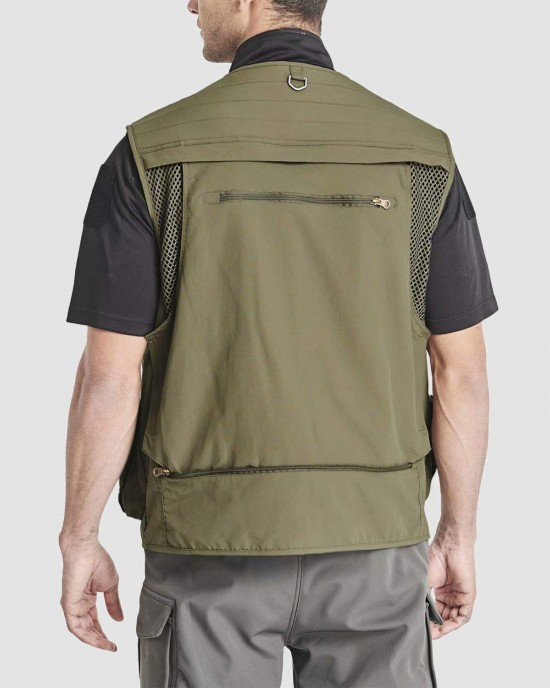 Men's Outerwear Vests Mesh Sleeveless Outdoor Work Vest with Multi Pockets Cargo Waistcoat Fishing