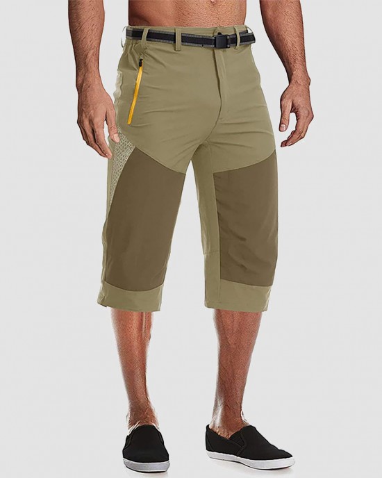 Men Summer Thin Quick Dry Below Knee Zip Pocket Cargo Shorts for Hiking Fishing Mountaineering