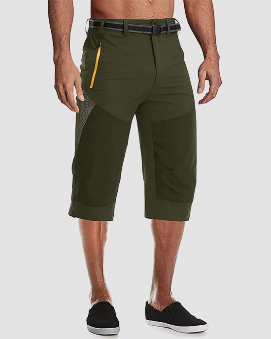 Men Summer Thin Quick Dry Below Knee Zip Pocket Cargo Shorts for Hiking Fishing Mountaineering