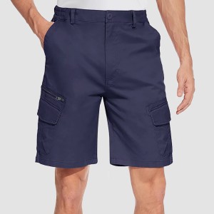 Men Classic Cargo Lightweight Many Pockets Work Elastic Waist Casual Cotton Comfortable Shorts