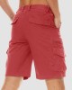 Men Classic Cargo Lightweight Many Pockets Work Elastic Waist Casual Cotton Comfortable Shorts