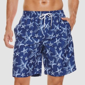 Men's Beach Shorts Swimming Trunks Mesh Lining Shorts with 2 Pockets Quick Dry