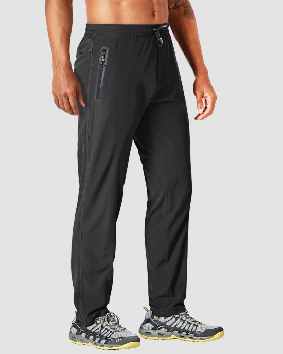 Men Track Summer Lightweight Quick Dry Sweatpants With Zipper Pockets