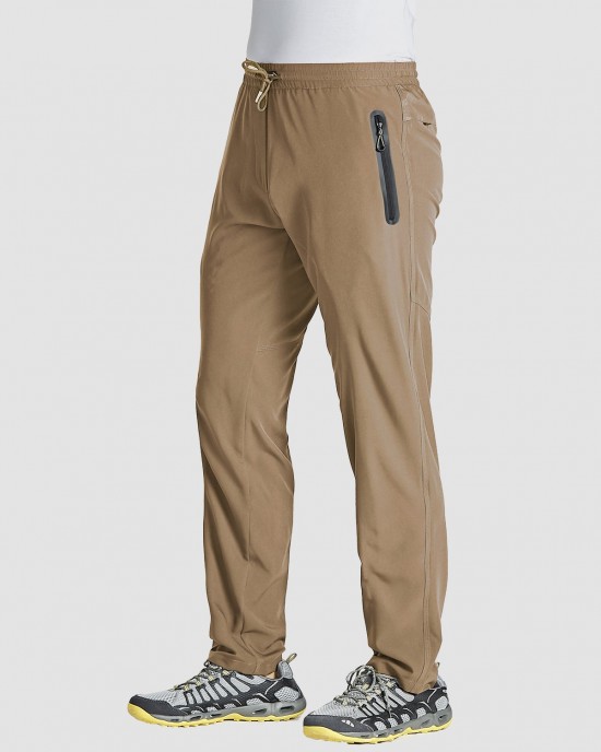 Men Track Summer Lightweight Quick Dry Sweatpants With Zipper Pockets