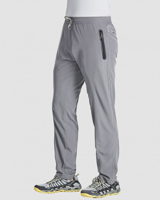 Men Track Summer Lightweight Quick Dry Sweatpants With Zipper Pockets