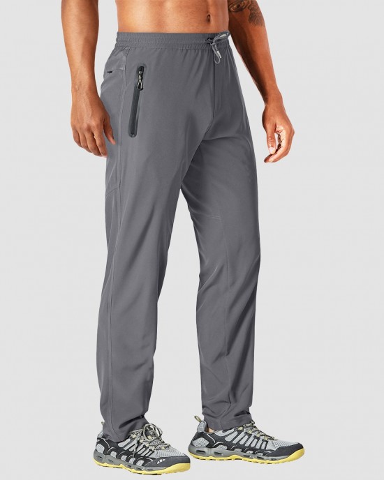 Men Track Summer Lightweight Quick Dry Sweatpants With Zipper Pockets