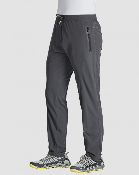 Men Track Summer Lightweight Quick Dry Sweatpants With Zipper Pockets