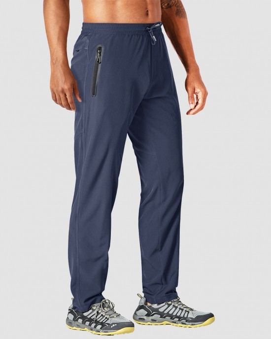 Men Track Summer Lightweight Quick Dry Sweatpants With Zipper Pockets