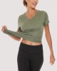 Women's Running T-Shirt Quick Dry V-Neck Yoga Top Tee Shirts