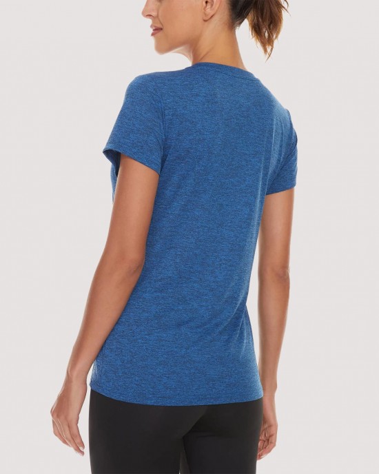 Women's Running T-Shirt Quick Dry V-Neck Yoga Top Tee Shirts