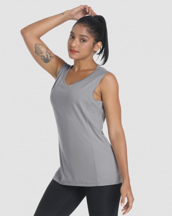 Women's Sleeveless Workout Shirts Dry Fit Running Wicking Tank Tops Active Gym