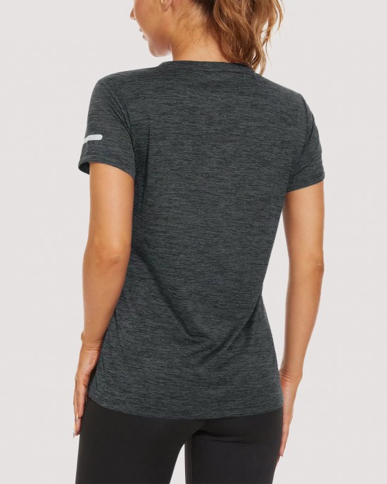 Women's Running T-Shirts Quick Dry with Reflective Strips Tee Shirts