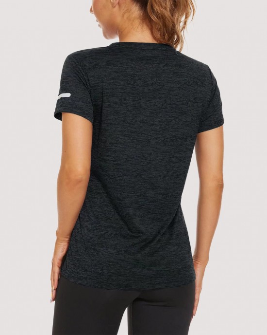 Women's Running T-Shirts Quick Dry with Reflective Strips Tee Shirts